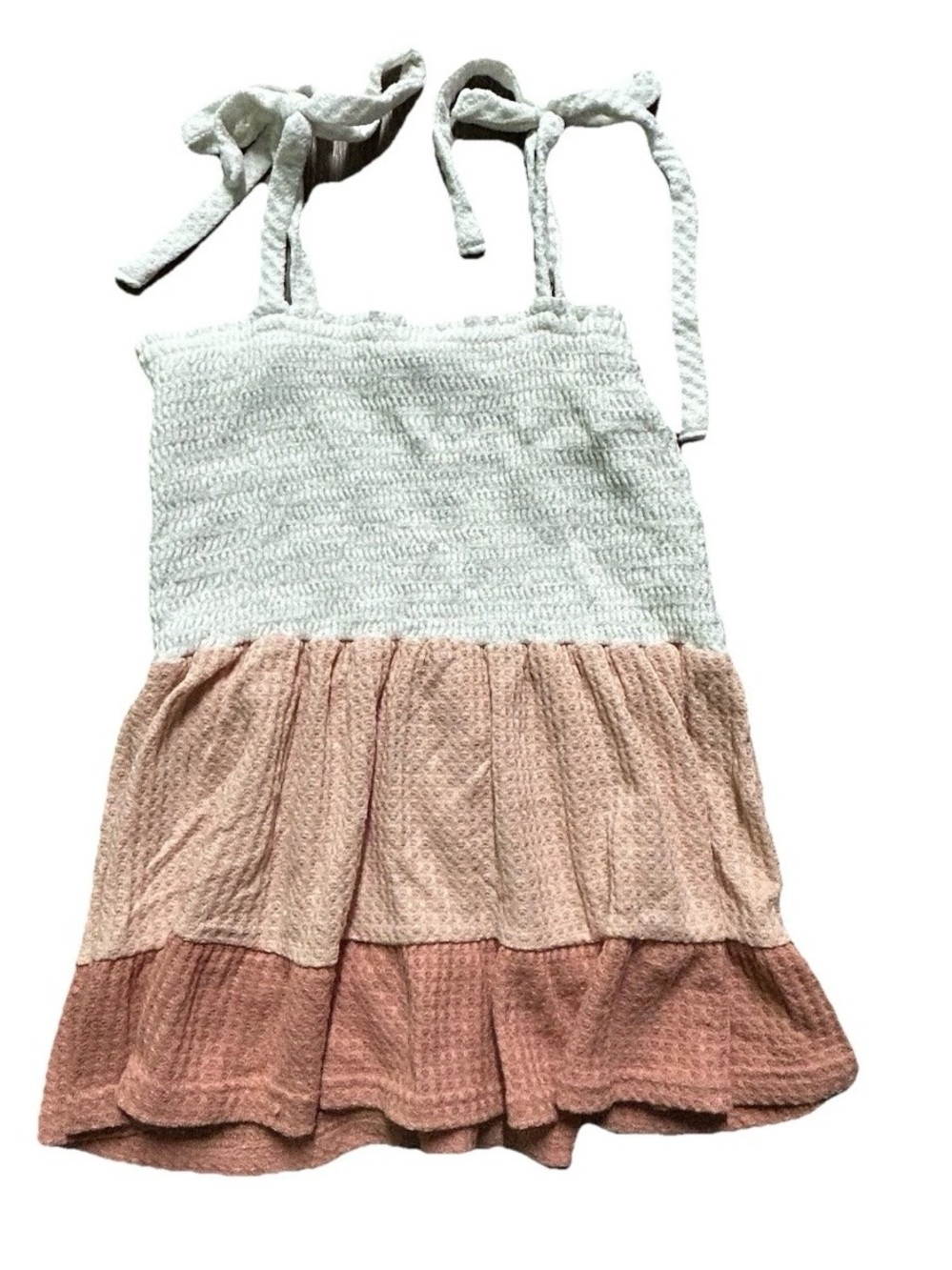 Women’s Lazy Sundays Layers Tie Tank Top White Pink Size Large